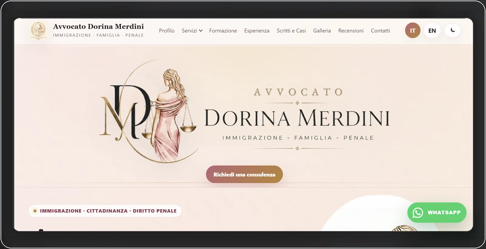Dorina Merdini homepage screenshot