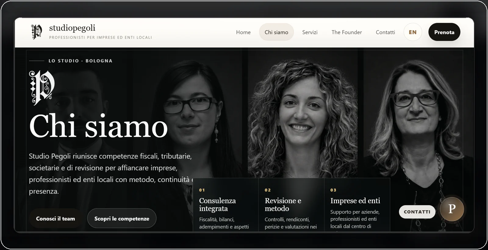 Studio Pegoli about page screenshot